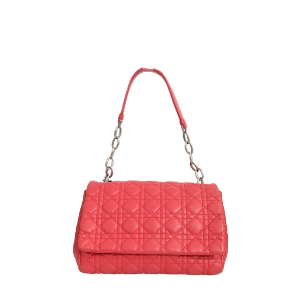 Leather Cannage Medium Flap Bag Pink