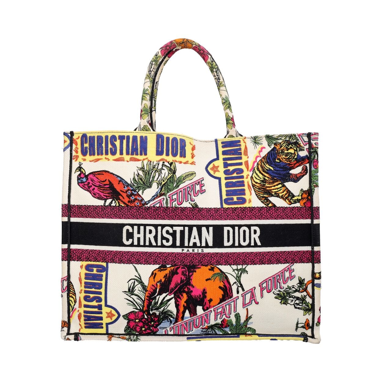 Canvas Large Embroidered Book Tote Multicolour