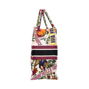Canvas Large Embroidered Book Tote Multicolour, view 5