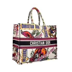 Canvas Large Embroidered Book Tote Multicolour, view 2