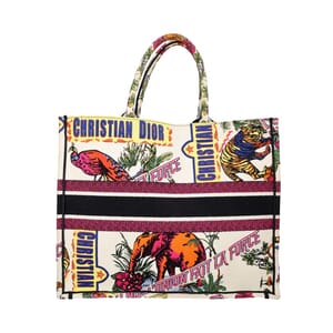 Canvas Large Embroidered Book Tote Multicolour, view 3