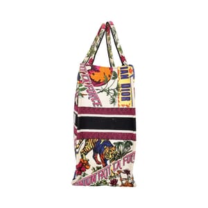 Canvas Large Embroidered Book Tote Multicolour, view 4