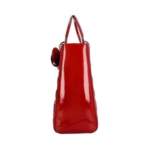 Patent Cannage Large Lady Dior Tote Red, view 6