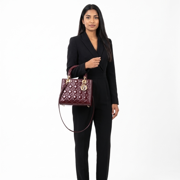 Patent Cannage Medium Lady Dior Purple