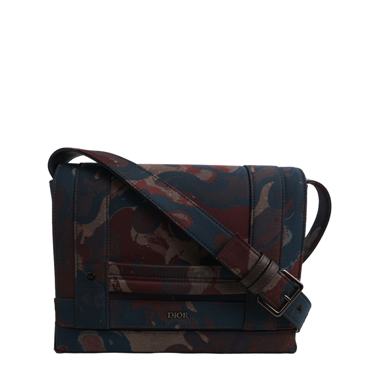 x PETER DOIG Canvas Camouflage Messenger Burgundy/Navy
