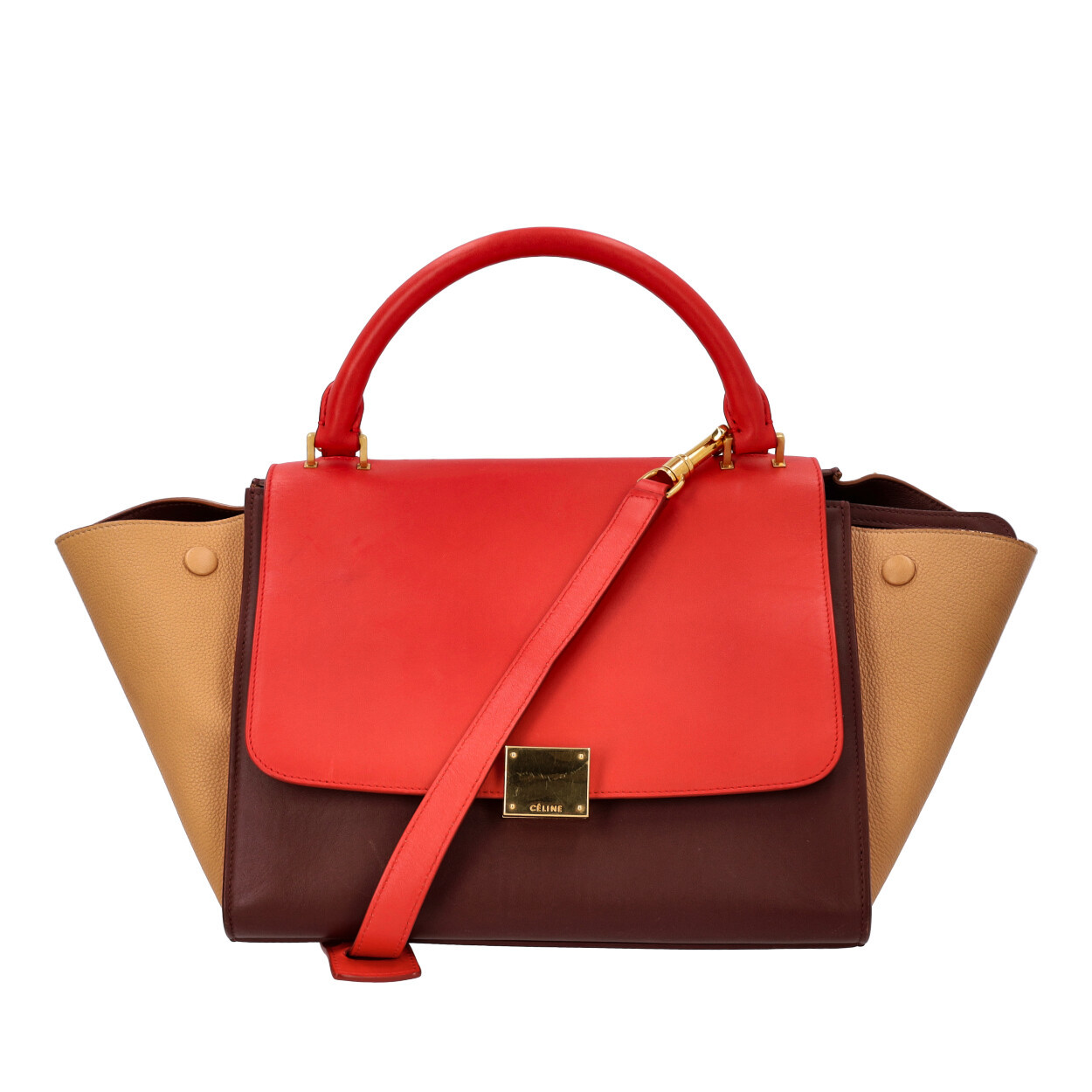 週末セール☆Celine ポケット デザート CELINE Leather/Suede Medium Trapeze Bag Tri-Colour | Luxity