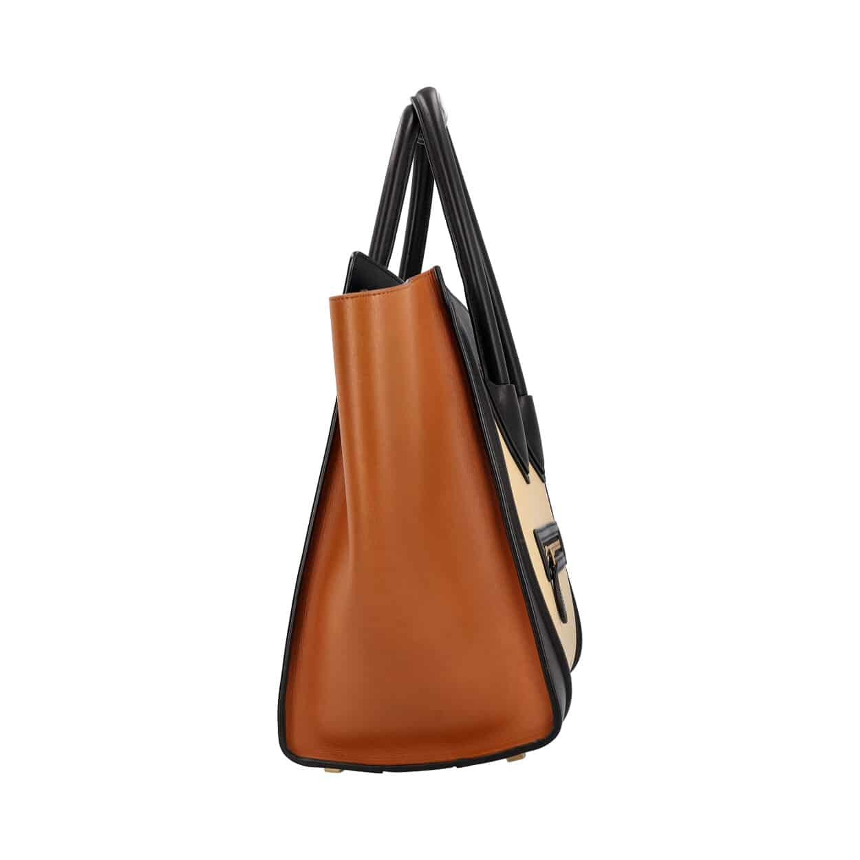 CELINE Leather Mini Luggage Tote Black/Cream/Brown | Luxity