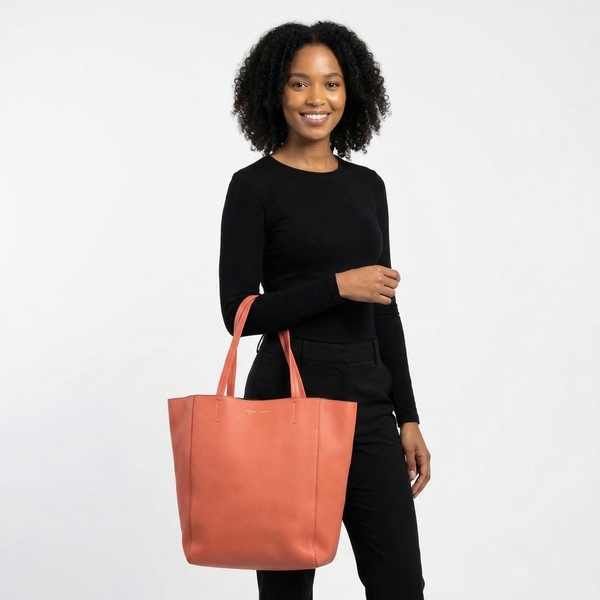 Leather Phantom Tote Coral
