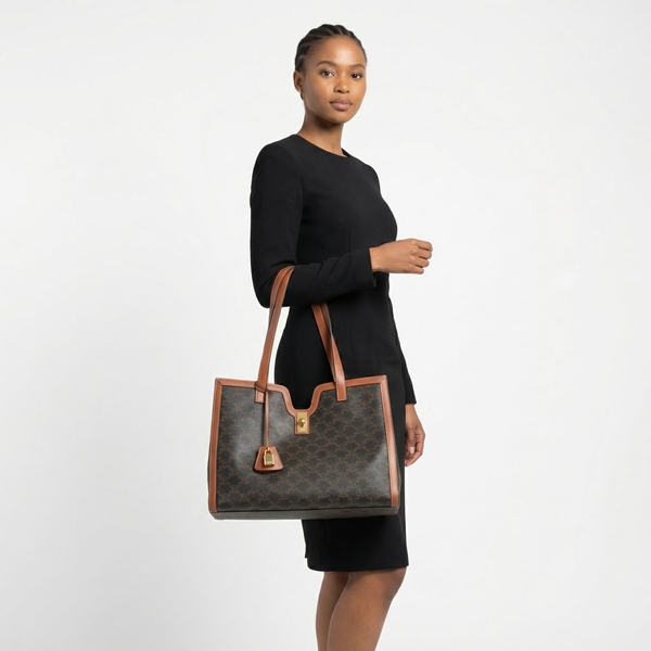 Canvas Triomphe Cabas Tote Brown