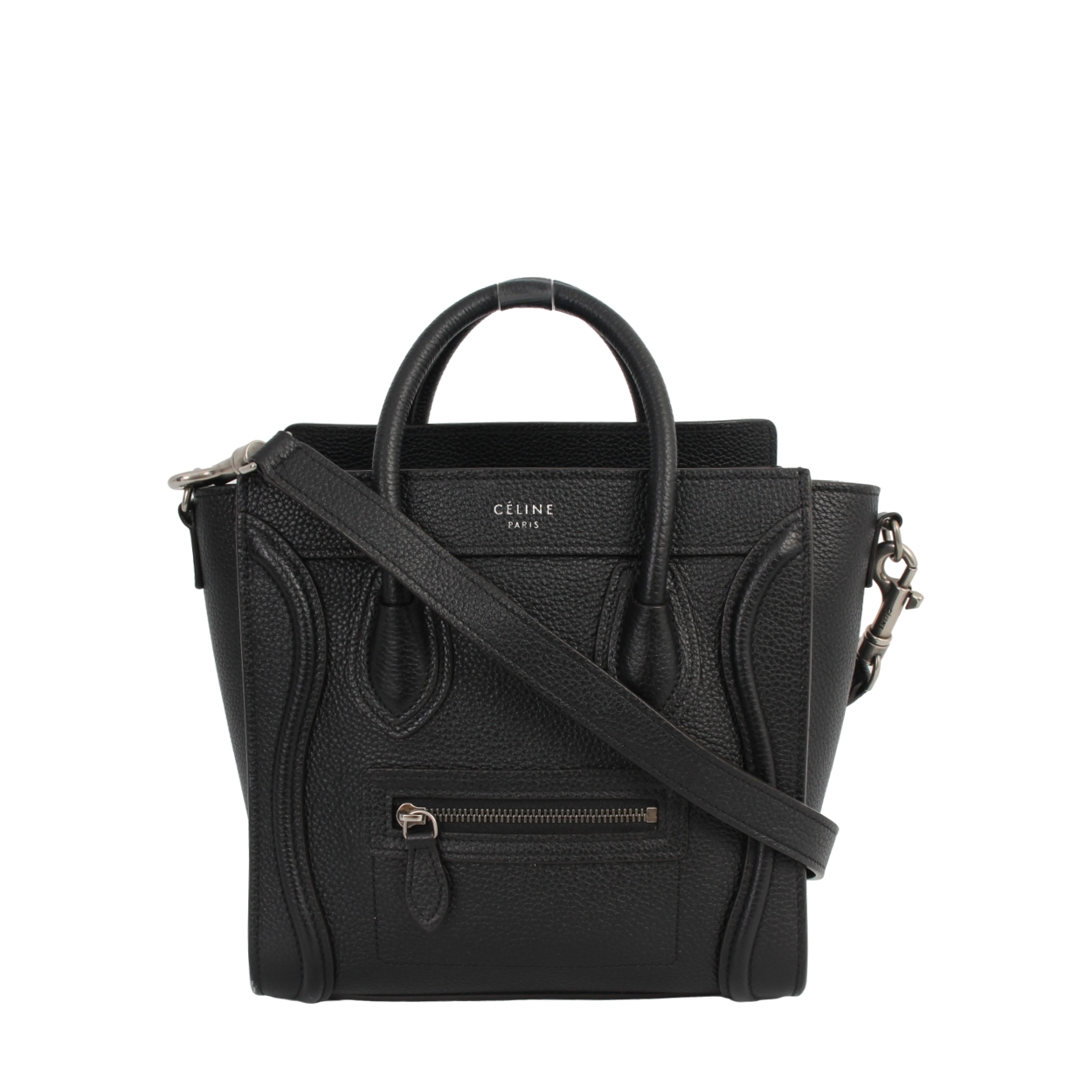 CELINE Luggage Nano ショルダーバッグ Authentic CELINE Leather Nano Luggage Tote Black | Luxity
