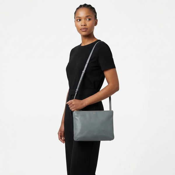 Leather Large Trio Crossbody Bag Blue