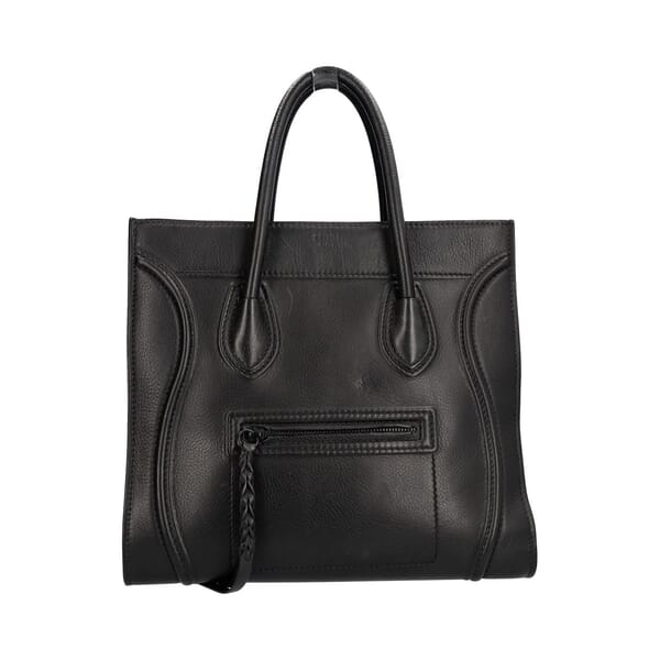 Leather Phantom Luggage Tote Black