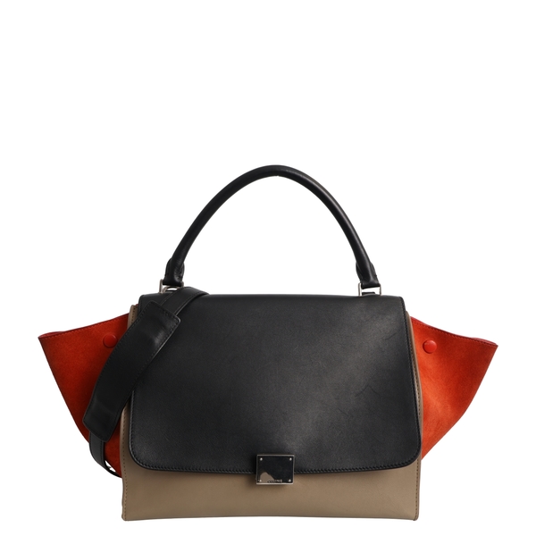 Leather/Suede Medium Trapeze Bag Tri-Colour