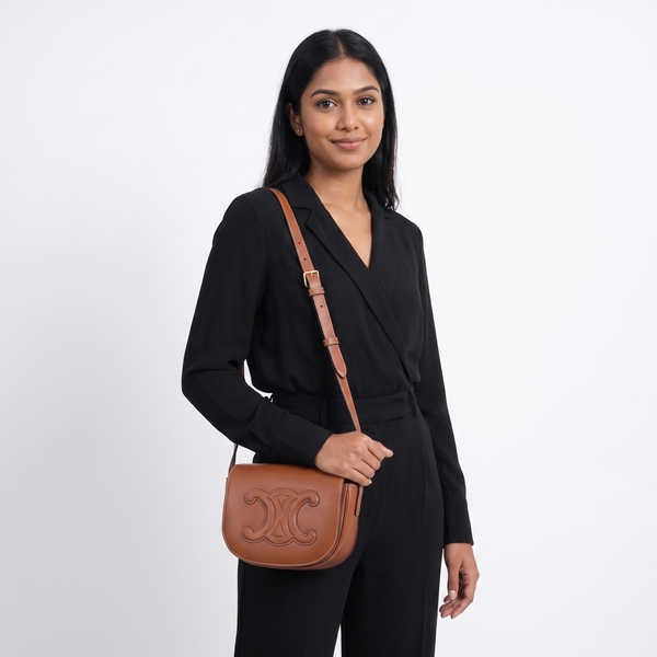 Leather Triomphe Bag Brown
