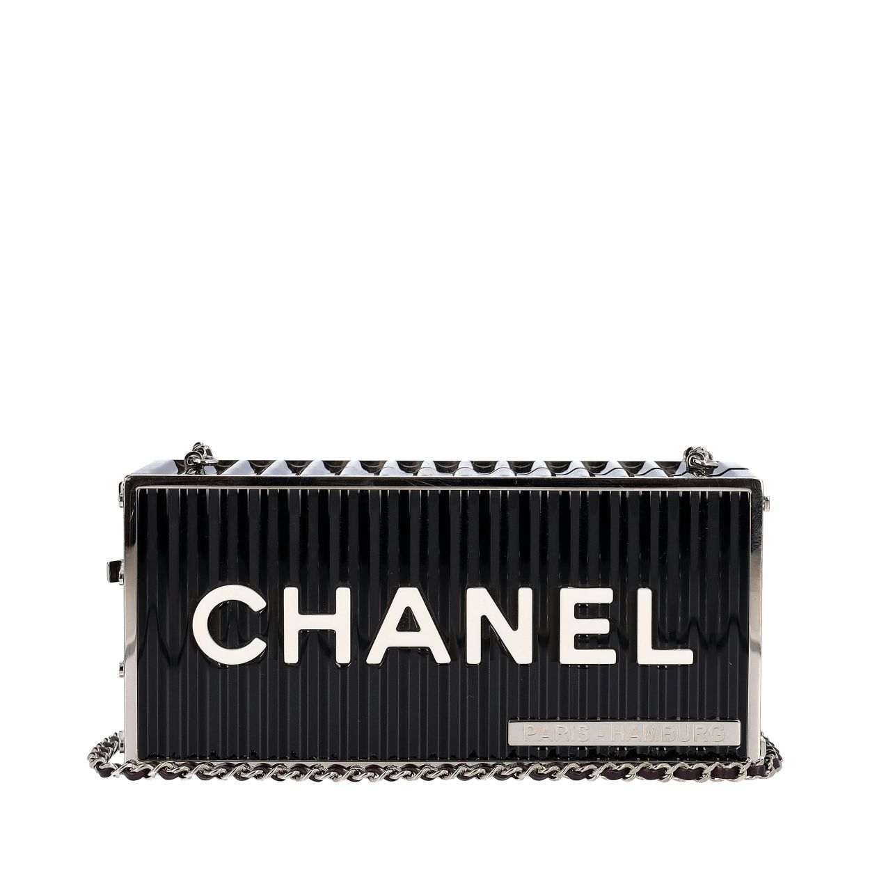 CHANEL Resin Paris Hamburg Minaudiere Shoulder Bag Black | Luxity