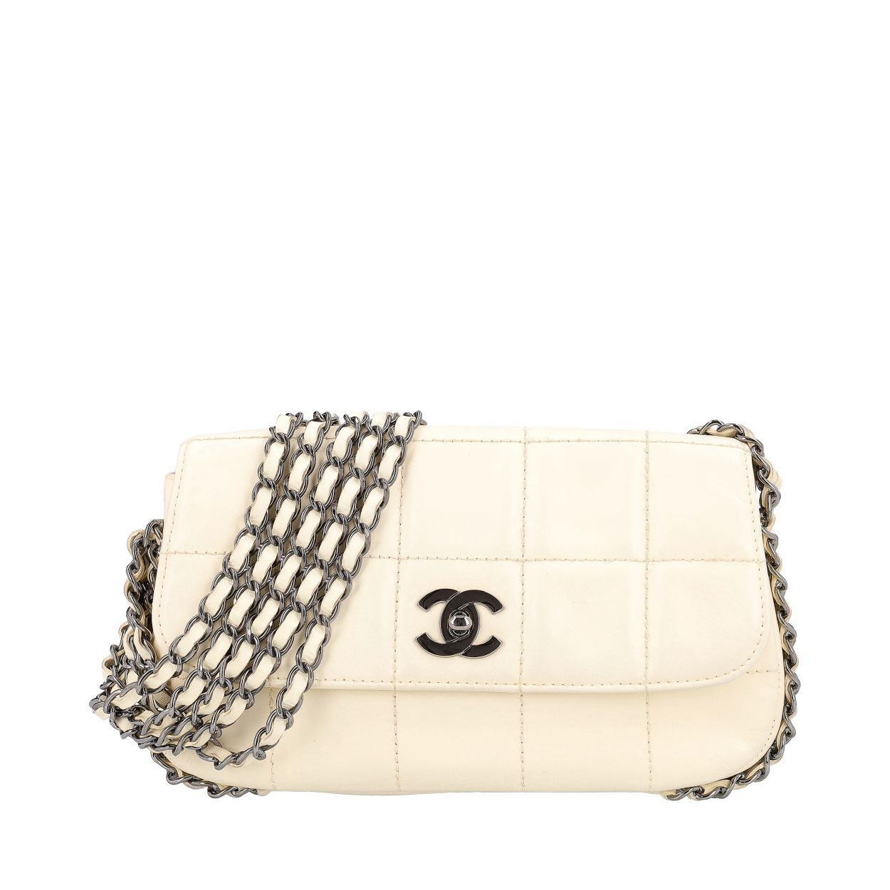 トップス CHANEL CHANEL Matte Leather Multi-Chain Flap Bag White | Luxity