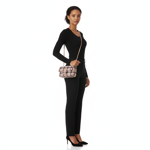 Tweed Classic Flap Small Shoulder Bag Pink/Black