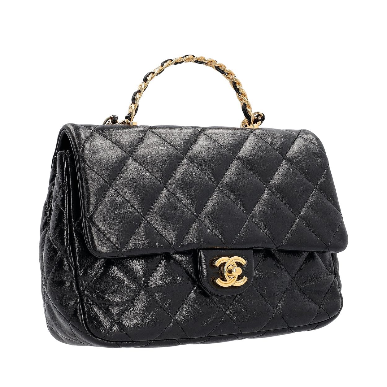 CHANEL バッグ Chanel Mini Matelasse Ram Leather Single Flap Chain Bag Gold