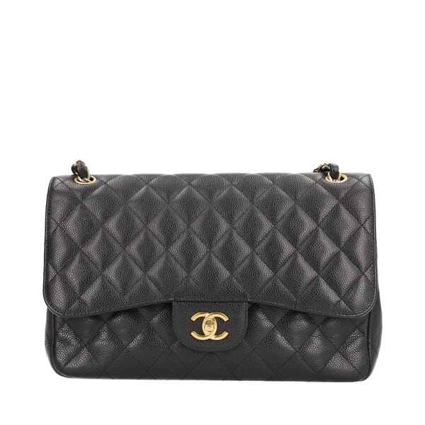 Caviar Quilted Medium Classic Double Flap Bag Black