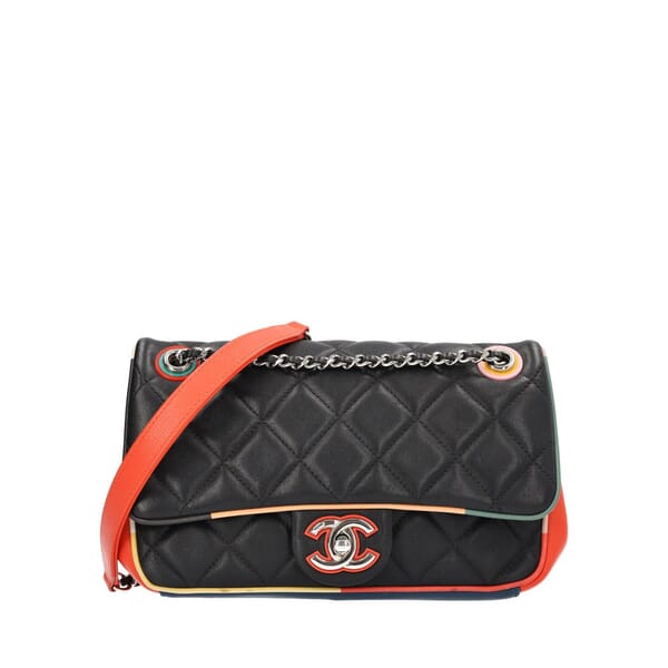 Quilted Leather Small Cuba Colour Flap Bag Black