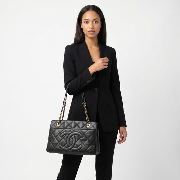 Quilted Caviar Timeless Soft Tote Black