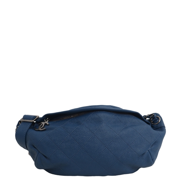 Quilted Caviar Shoulder/Belt Bag Small Blue
