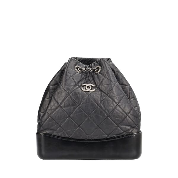 Aged Calfskin Small Gabrielle Backpack Black
