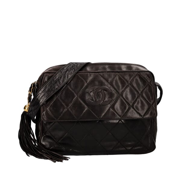 Vintage Calfskin CC Camera Bag Dark Brown