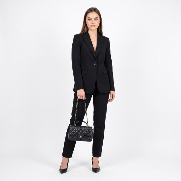Quilted Leather Classic Mini Top Handle Black