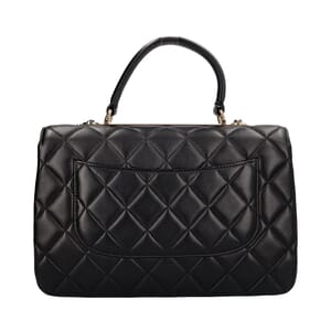 Quilted Leather Trendy CC Medium Flap Bag Black, view 2