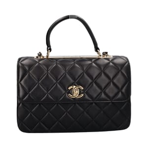 Quilted Leather Trendy CC Medium Flap Bag Black, view 4