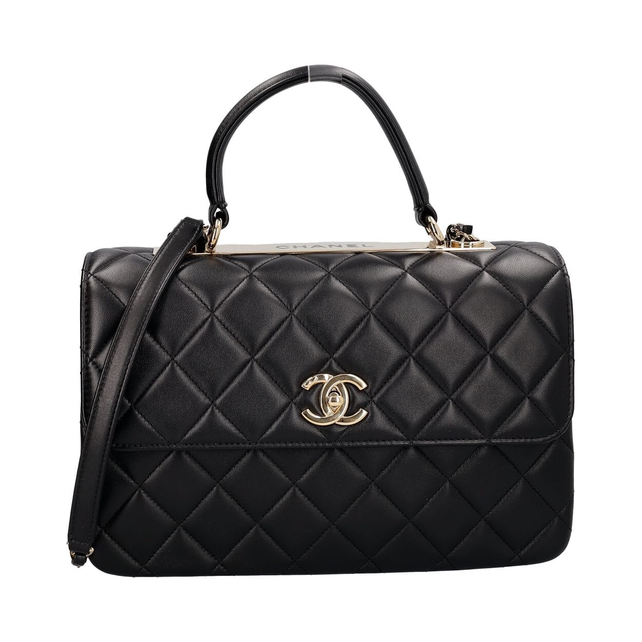 Quilted Leather Trendy CC Medium Flap Bag Black