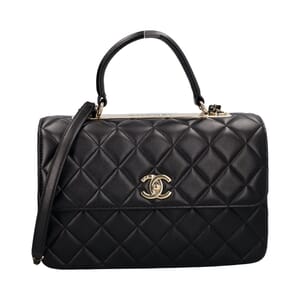 Quilted Leather Trendy CC Medium Flap Bag Black