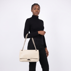 Vintage Leather Unlimited Reissue 228 Maxi Double Flap Bag Cream, view 9