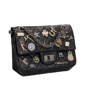 Aged Leather 2.55 Reissue Lucky Charms Flap Bag Black, view 2