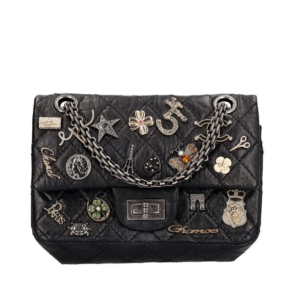 Aged Leather 2.55 Reissue Lucky Charms Flap Bag Black