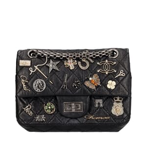 Aged Leather 2.55 Reissue Lucky Charms Flap Bag Black, view 3