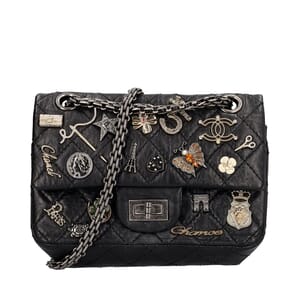Aged Leather 2.55 Reissue Lucky Charms Flap Bag Black, view 5