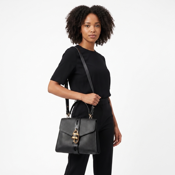 Leather Medium Aby Day Shoulder Bag Black