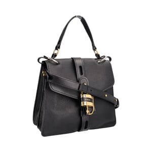 Leather Medium Aby Day Shoulder Bag Black, view 2