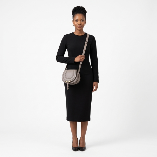 Leather Mini Marcie Crossbody Bag Grey