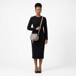 Leather Mini Marcie Crossbody Bag Grey, view 9