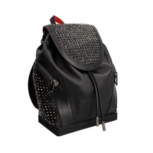 Leather Explorafunk Spiked Backpack Black, view 3