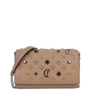 Leather Paloma Studded Clutch Beige