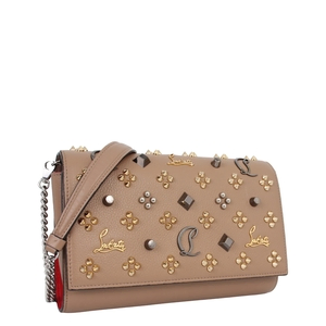 Leather Paloma Studded Clutch Beige, view 2