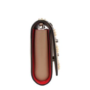 Leather Paloma Studded Clutch Beige, view 5