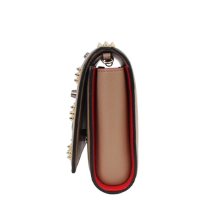 Leather Paloma Studded Clutch Beige, view 6