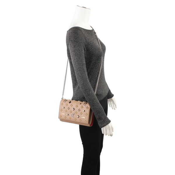 Leather Paloma Studded Clutch Beige