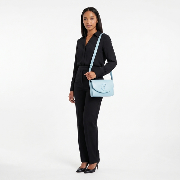 Leather Elisa Crossbody Bag Light Blue