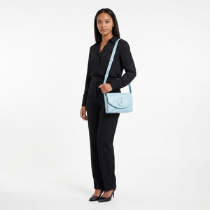 Leather Elisa Crossbody Bag Light Blue, view 9